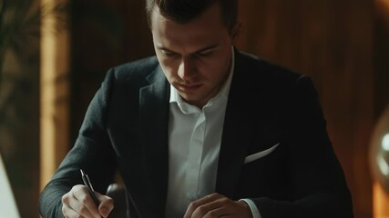Poster - A person taking notes with a pen and paper