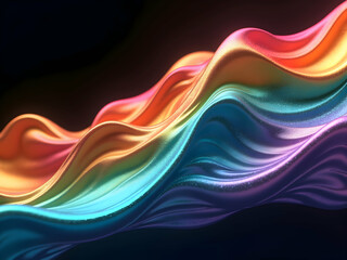 Poster - Vividly Abstract, A Mesmerizing High-Resolution Rendering of Multicolored Waves with Intricate Details and Iridescent Surfaces, Perfect for Modern Art