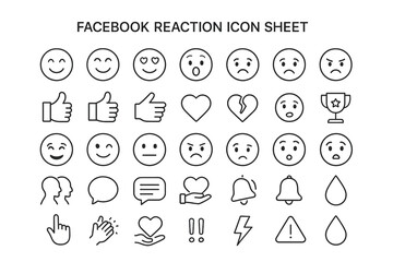 Fototapete - Facebook Reaction Icons Sheet