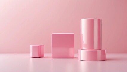 Poster - Pink showcase or podium stand on pastel background with luxury fashion concept. Creative product shelf for presentation template. 3D rendering