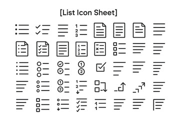 Poster - List Icon Sheet: A concise collection of illustrative list icons for digital interfaces, perfect for web design and graphic needs.