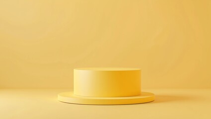 Leinwandbilder - Yellow product background stand or podium pedestal on advertising display with blank backdrops. 3D rendering