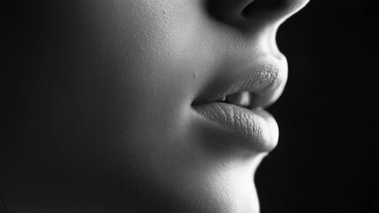 Poster - A close-up portrait of a woman's face in monochrome