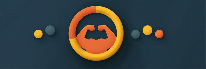Fototapete - Stylized Strength Meter Infographic Showcasing Flex Icon Elements and Vibrant Colors on a Dark Background
