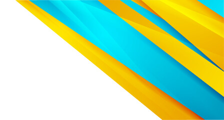 Aufkleber - Bright blue and yellow abstract layered stripes corporate concept background. Geometric vivid vector design