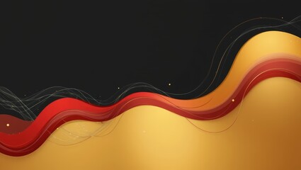 Canvas Print - abstract flowing waves of gold and red on a dark background creating a dynamic visual effect