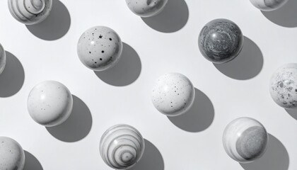 Poster - Artistic display of textured spheres modern studio photography minimalist environment top-down view creative concept