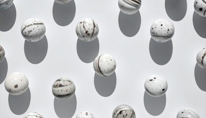 Aufkleber - Artistic display of unique decorative balls minimalistic studio still life soft light creative composition