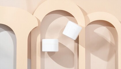 Fototapete - Dynamic product display studio setting photography clean aesthetic top view minimalist design