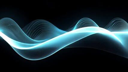 Poster - abstract blue wave: serene and flowing, an abstract image of a light blue wave on a dark background 