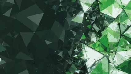 Wall Mural - Dynamic Abstract Green and Black Geometric Composition with Intricate Polygonal Shapes