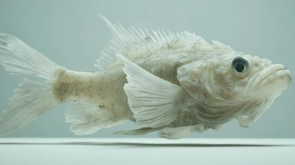 Poster - A close-up shot of a fish on a table, suitable for use in various contexts such as still life photography or educational purposes