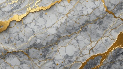 Wall Mural - Elegant Gold Veins Running Through White and Gray Marble Texture Background for Luxury Design