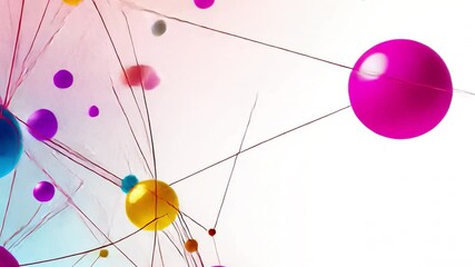 Fototapete - Abstract Network of Connected Spheres: A captivating illustration showcasing the intricate connections within a network of vibrant, multi-colored spheres linked by delicate lines.