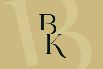 Wall Mural - bk or kb letter logo icon design. classic style luxury initials monogram.
