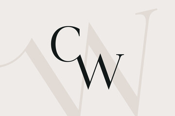 Fototapete - CW or WC letter logo icon design. Classic style luxury initials monogram.