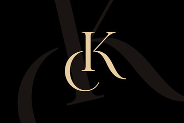 Wall Mural - kc or ck letter logo icon design. classic style luxury initials monogram.