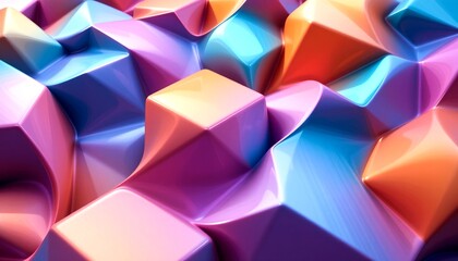Poster - Abstract geometric shapes in vibrant colors create a visually appealing backdrop. The forms create a play of light and shadow, which gives the image depth. This image is a contemporary display of art