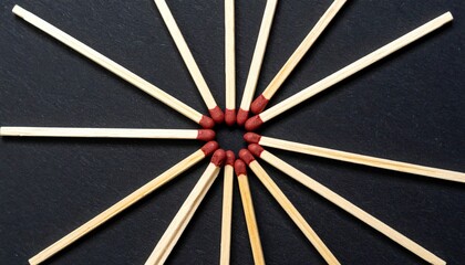 Poster - Creative matchstick art display indoor studio photography minimalist design top-down perspective innovative concepts