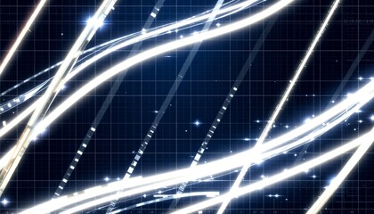 Poster - Abstract glowing lines against a dark grid background. The lines create a dynamic and energetic visual