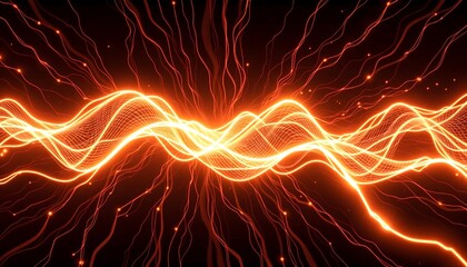 Poster - Vibrant energy waves with a dark background. A visual representation of dynamic energy and a symbol of creativity.