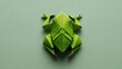 © sapiduduk - Symmetrical frog origami in lime green tones centered on bright green paper, ideal for design showcases Image 4K UHD