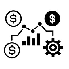 Aufkleber - Black silhouette financial dashboard with transparent background suitable for business reports