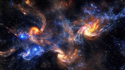 Wall Mural - Colorful Nebula and Galaxies in Deep Space Cosmic Scene