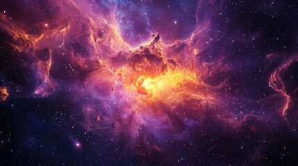 Wall Mural - colorful cosmic nebula with bright stars and galactic hues