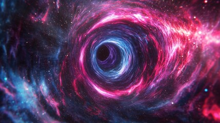 Wall Mural - colorful swirling galaxy with dark central space vortex formation