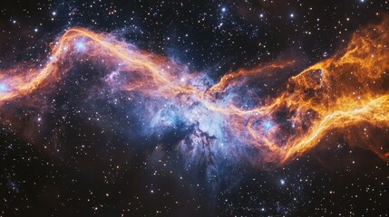 Wall Mural - stunning cosmic nebula with bright orange and blue colors in space