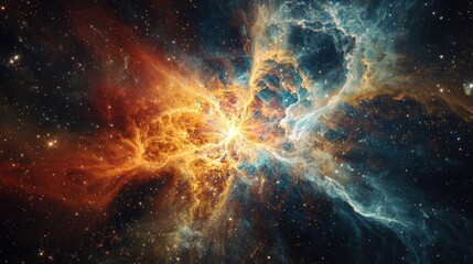 Wall Mural - colorful cosmic nebula with bright star formation in deep space