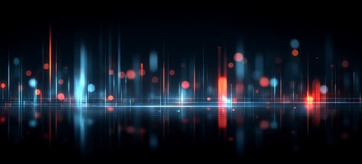 Poster - This digital background is ideal for various tech-related processes, including neural networks, stock, data transfer, encryption, digital archives, sound and graphic presentations, science,