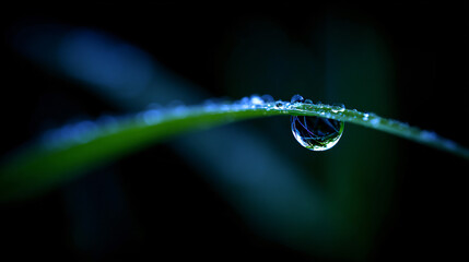 Wall Mural - Close-up of a single water drop, symbolizing hydration and nature.