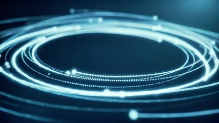 Poster - Abstract Blue Light Trails Forming Circular Patterns on Dark Background