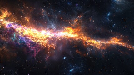 Wall Mural - Colorful Cosmic Nebula with Stars and Interstellar Dust in Space