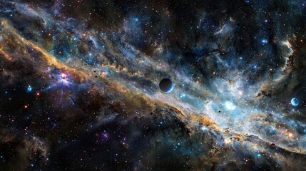 Wall Mural - stunning cosmic spiral with planets and vibrant nebulae in space