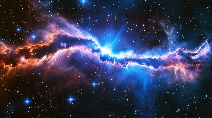 Wall Mural - Beautiful Cosmic Nebula with Bright Stars and Colorful Gas Clouds