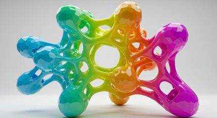 Aufkleber - A colorful, abstract sculpture made of many small spheres