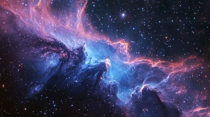 Wall Mural - Vibrant Cosmic Nebula with Stars and Gas Clouds in Deep Space