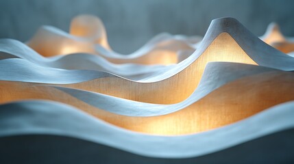 Poster - Abstract sculpted waves with illuminating textures provide a modern artwork