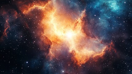Wall Mural - Dramatic Cosmic Nebula with Vibrant Colors and Distant Stars
