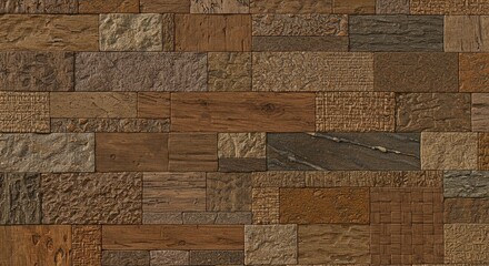 Poster - A wall made of brown bricks and wood