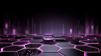 Poster - Abstract neon cyberpunk purple technology banner for background of e-sport gaming Stock image