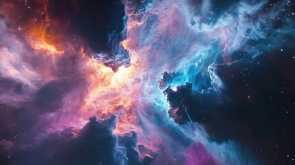 Wall Mural - colorful cosmic explosion in deep space with bright nebulae clouds