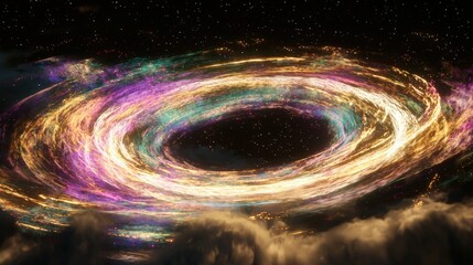 Wall Mural - vibrant cosmic swirl with colorful lights and dark space background