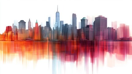 Poster - The background of the image is a blurred cityscape with a noticeable bokeh effect, resulting in a light and airy feel and a blurred urban skyline