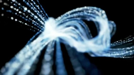 Poster - Abstract Video of Glowing Blue Fibers Forming a Central Ring Shape