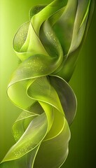 Canvas Print - dynamic waves of delicate green fluid in abstract motion on monochrome gradient background.