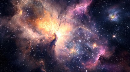 Wall Mural - cosmic nebula with brilliant colors and starry background in space